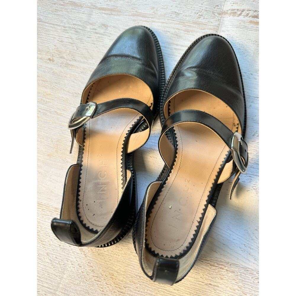 Inch 2 closed toe sandal Shoes 41 Black Leather Mary Janes 11 No Ankle Straps - Picture 5 of 14